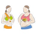 Fat and slim woman figure