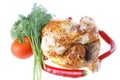 Fat spiced chicken with raw Royalty Free Stock Photo