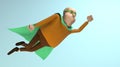 Fat superhero flying ,3d render