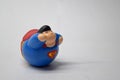 Fat superman superhero vintage toy close up