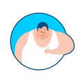 Fat thumbs up and winks emoji. Stout guy happy emoji. Big man. V Royalty Free Stock Photo