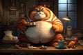 fat tiger is sitting. Animal obesity. Ecology. Royalty Free Stock Photo