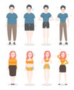 From fat to fit concept. Woman and man with obesity lose weight.