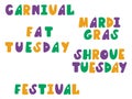 Fat Tuesday sticker set stock vector illustration