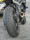 Fat tyre motorcycle bike rear exhaust Royalty Free Stock Photo