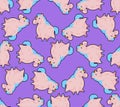 Fat Unicorn Pixel art Pattern seamless. 8 bit fleshy mythical animal Background. pixelated Baby fabric ornament