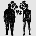Fat vs Fit vector woman silhouette. A slim and fat woman, vector texture illustration Royalty Free Stock Photo