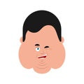 Fat winking face avatar. Stout guy happy emoji. Vector Royalty Free Stock Photo