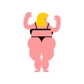 Fat woman back Naked isolated. Overweight female back