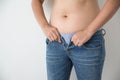 Fat woman with belly fat Royalty Free Stock Photo