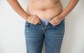 Fat woman with belly fat Royalty Free Stock Photo