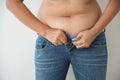 Fat woman with belly fat Royalty Free Stock Photo