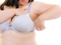 Fat woman big breast wearing bra Royalty Free Stock Photo