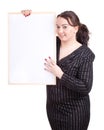 Fat woman with blank sign, billboard Royalty Free Stock Photo