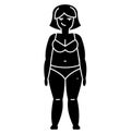 Fat woman, diet icon, vector illustration, sign on isolated background Royalty Free Stock Photo
