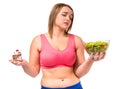 Fat woman dieting Royalty Free Stock Photo