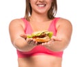 Fat woman dieting Royalty Free Stock Photo