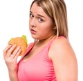 Fat woman dieting Royalty Free Stock Photo