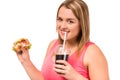 Fat woman dieting Royalty Free Stock Photo