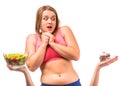 Fat woman dieting Royalty Free Stock Photo