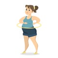 Fat woman exercising.