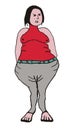 Fat woman full body portrait sketchy drawing