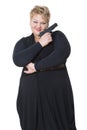 Fat woman with a gun. Royalty Free Stock Photo