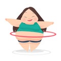 Fat woman with hula hoop twirling