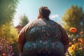 Fat woman outdoors. Generate Ai