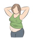 Fat woman posing. the problem of obesity. losing weight. vector illustration.