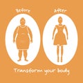 Fat woman and shapely woman. Transform your body. Royalty Free Stock Photo