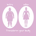 Fat woman and shapely woman. Transform your body. Royalty Free Stock Photo