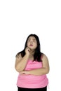 Fat woman thinking something on studio Royalty Free Stock Photo