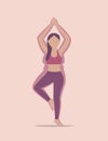 Fat woman training in yoga position, before and after exercising and diet ,Vector illustrations.