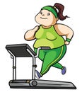 Fat Woman Threadmill Color Illustration Design