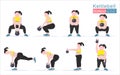 Fat women work out with kettlebell and fitness training.