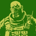 Fat zombie soldier. vector illustration