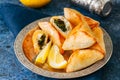 Fatayer sabanekh - traditional arabic spinach triangle hand pies Royalty Free Stock Photo