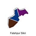 Fatehpur Sikri City of India map vector illustration, vector template with outline graphic sketch design