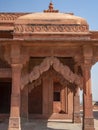 FATEPHUR SIKRI, INDIA- MARCH, 27, 2019: ornately carved doorway to the treasury at fatephur sikri palace complex