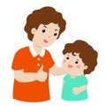 Father admire son character cartoon