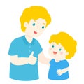 Father admire son character cartoon