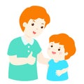 Father admire son character cartoon