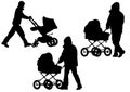 Father with a baby carriage Royalty Free Stock Photo