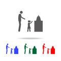 father with baby collect toy icon. Elements of human family life in multi colored icons. Premium quality graphic design icon. Simp