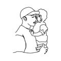 Father and baby linear drawing design vector