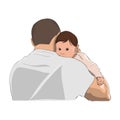 Father and baby, man holding child on his shoulder