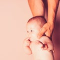 Father and baby. Portrait of happy little child. Family. Child care. Childrens day. Sweet little baby. New life and baby Royalty Free Stock Photo