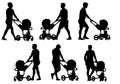 Father with baby and pram