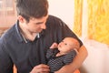 Father holding newborn baby boy Royalty Free Stock Photo